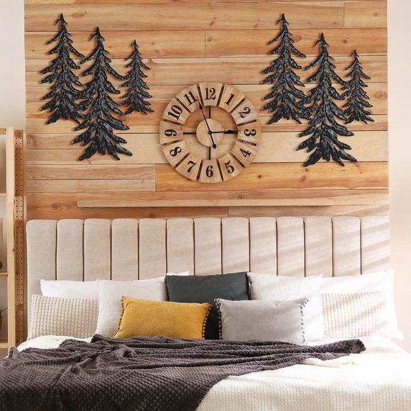 8 Pieces Pine Tree Metal Wall Decor Set Landscape Art Sculpture Rustic For😌 - Picture 4 of 7